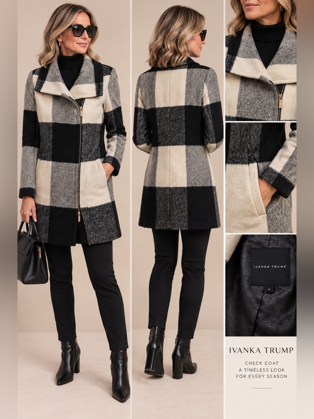 Ivanka Trump Plaid Wool-Blend Coat – Size 4